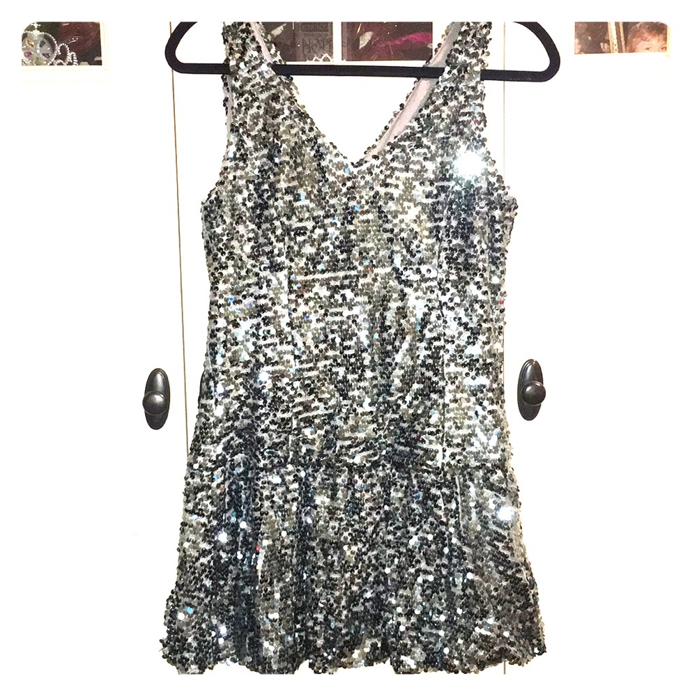 Silver/ Grey Sequence Cocktail Dress